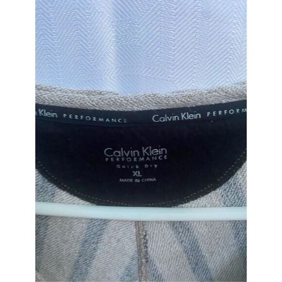 Calvin Klein Performance XL Striped Quick Dry Pullover Tunic Top Black Tan Cotto - Picture 4 of 7